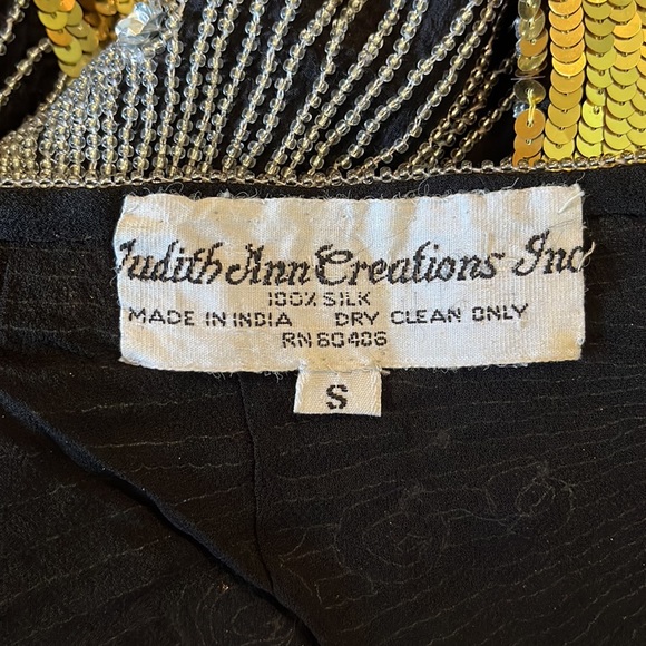 Vtg Disco Beaded Sequin Rhinestone Size Small Elegant Evening Gatsby 100% Silk - Picture 12 of 16